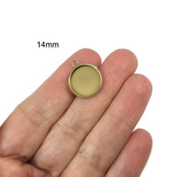 5 Bases rondes pour cabochon en acier inoxydable or avec anneau pour pendentif