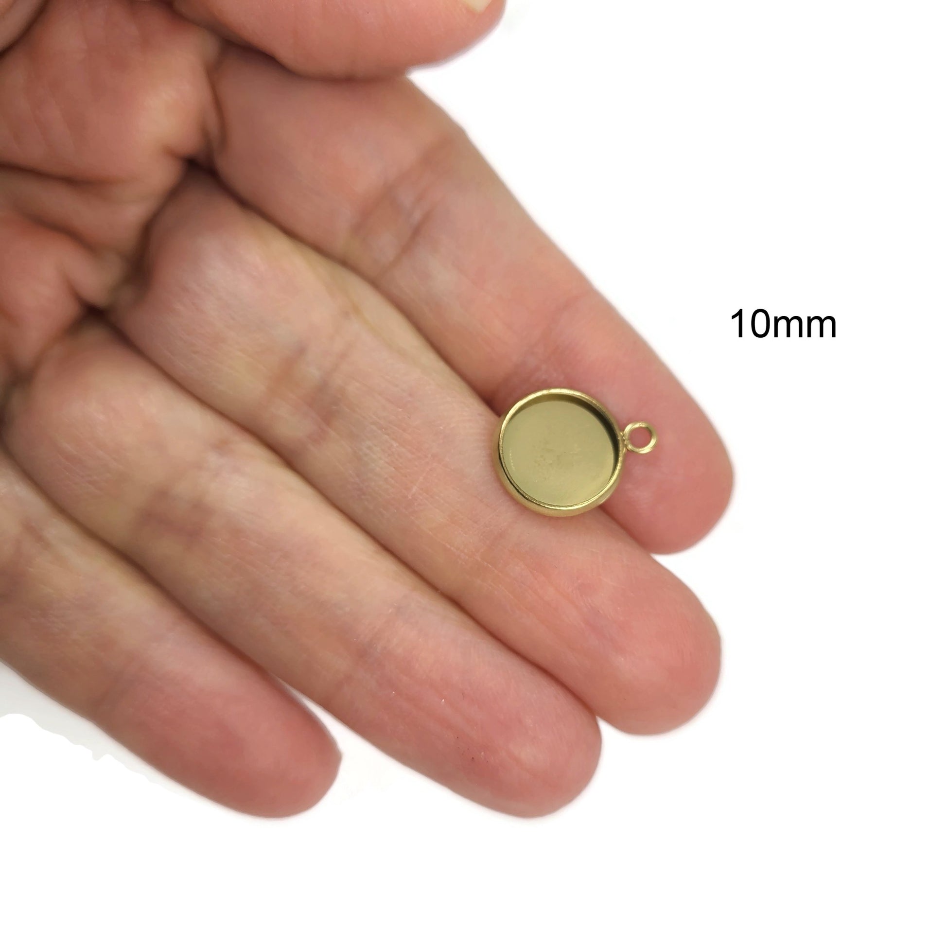 5 Bases rondes pour cabochon en acier inoxydable or avec anneau pour pendentif