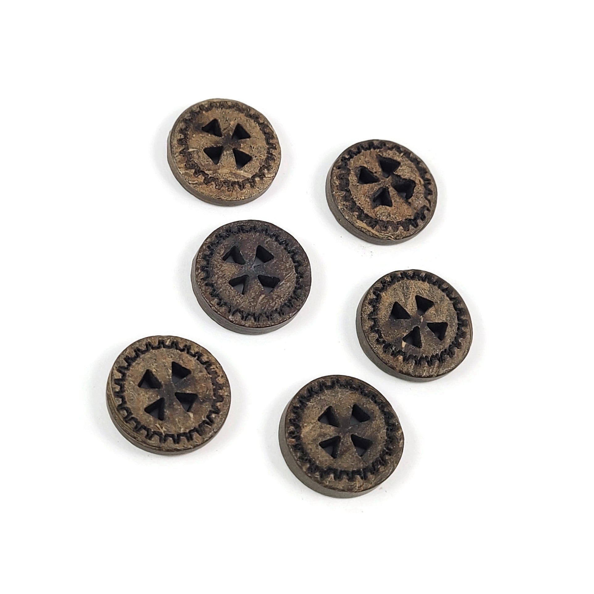6 rustic coconut buttons 13mm