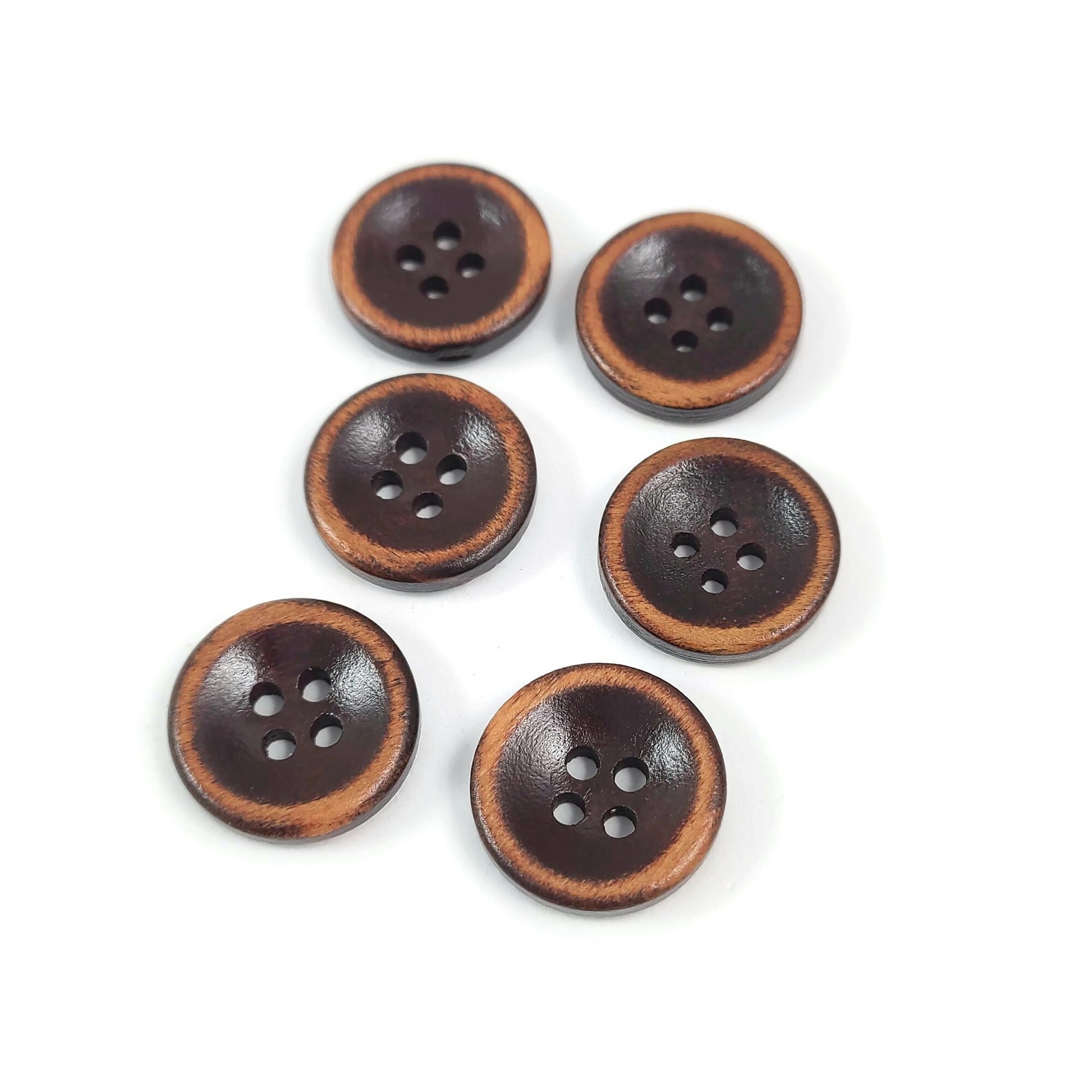 Dark brown button 18mm - set of 6 wood buttons