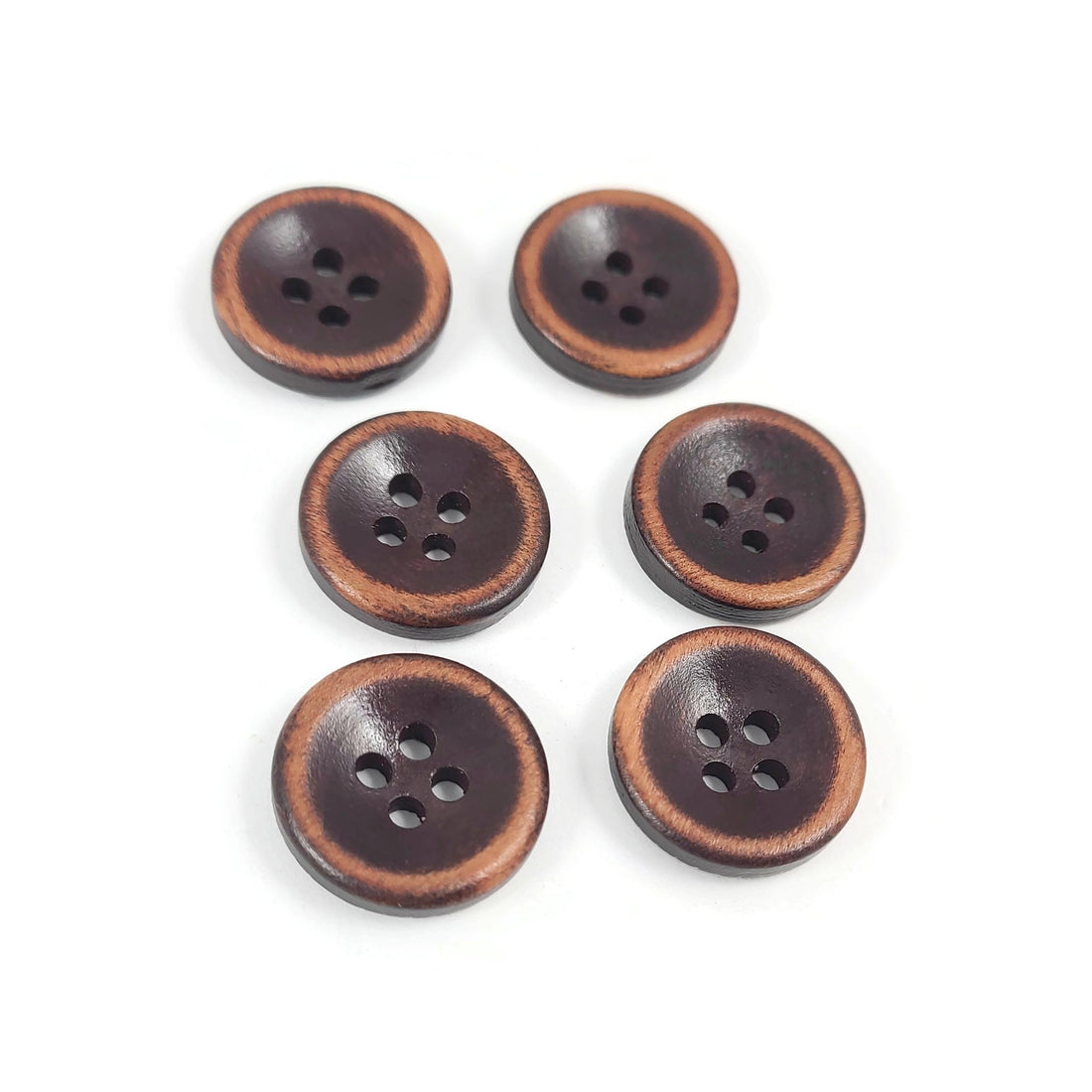Dark brown button 18mm - set of 6 wood buttons