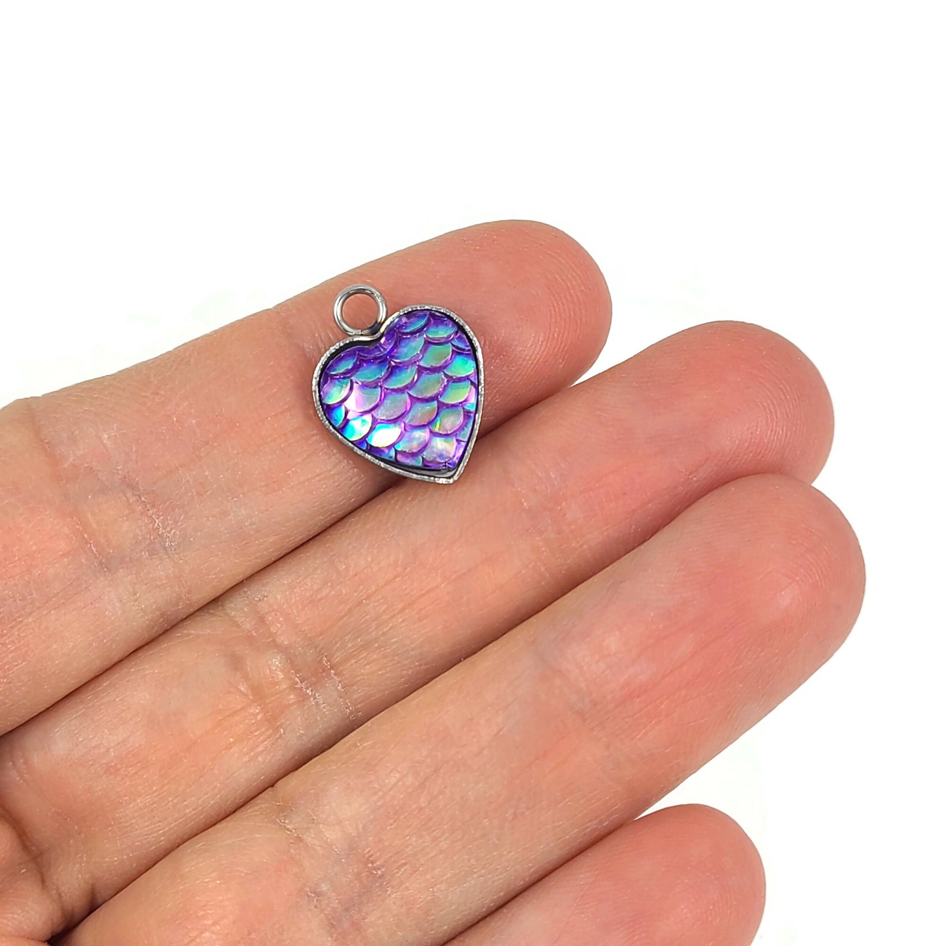 1 Breloque coeur sirène, Pendentif en métal sans nickel