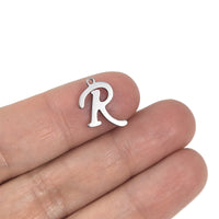 Breloque initiale cursive en acier inoxydable