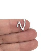 Breloque initiale cursive en acier inoxydable
