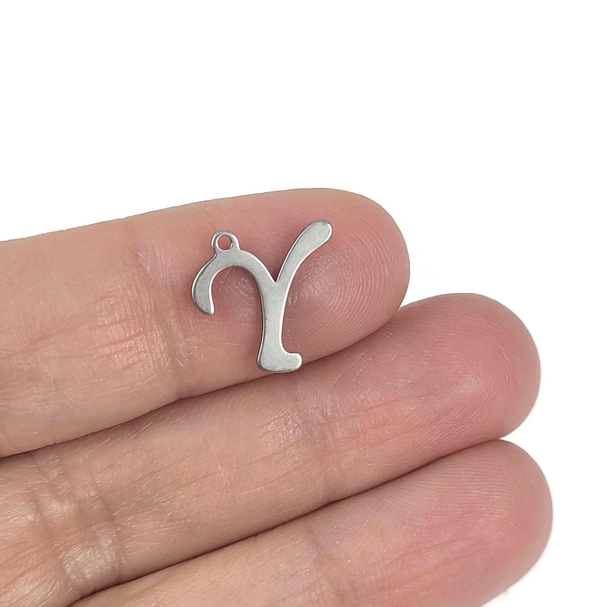 Breloque initiale cursive en acier inoxydable