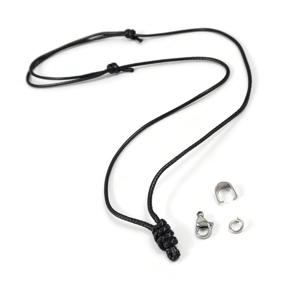 1 Adjustable cord necklace, Black polyester string 2mm