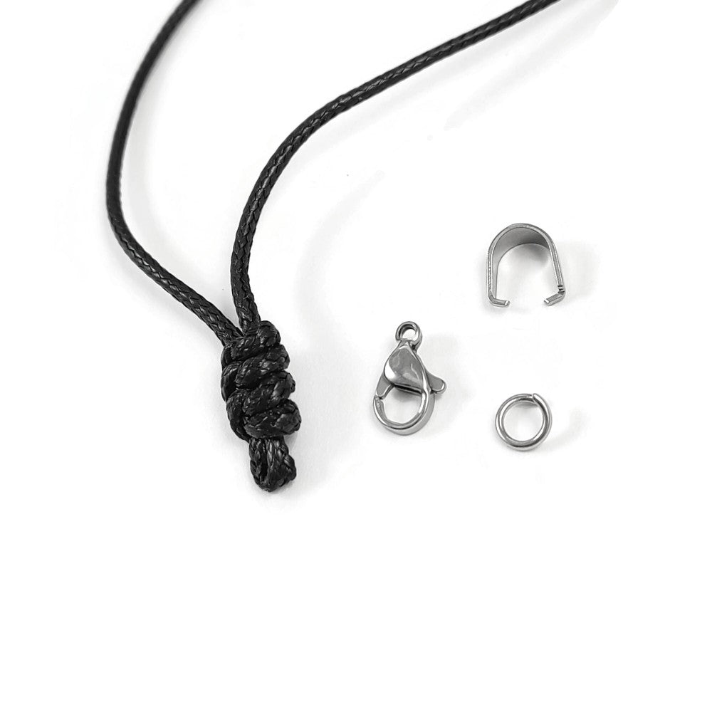 1 Adjustable cord necklace, Black polyester string 2mm