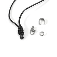 1 Adjustable cord necklace, Black polyester string 2mm