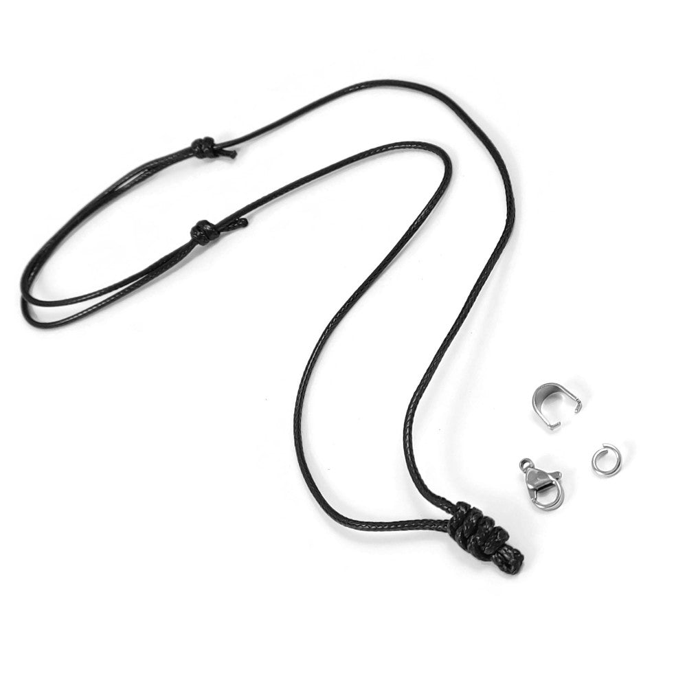 1 Adjustable cord necklace, Black polyester string 2mm