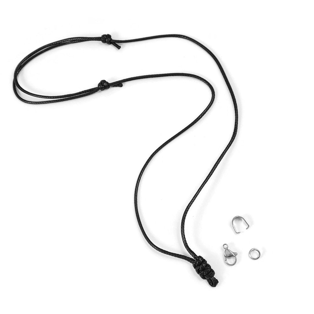 1 Adjustable cord necklace, Black polyester string 2mm