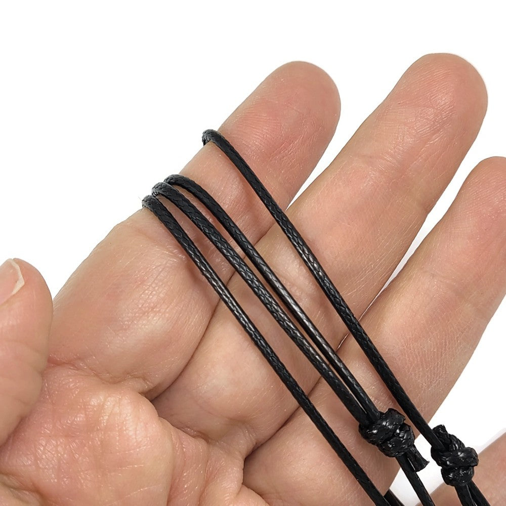 1 Adjustable cord necklace, Black polyester string 1.5mm
