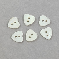 6 white heart buttons - Mother of Pearl Shell Buttons 11mm