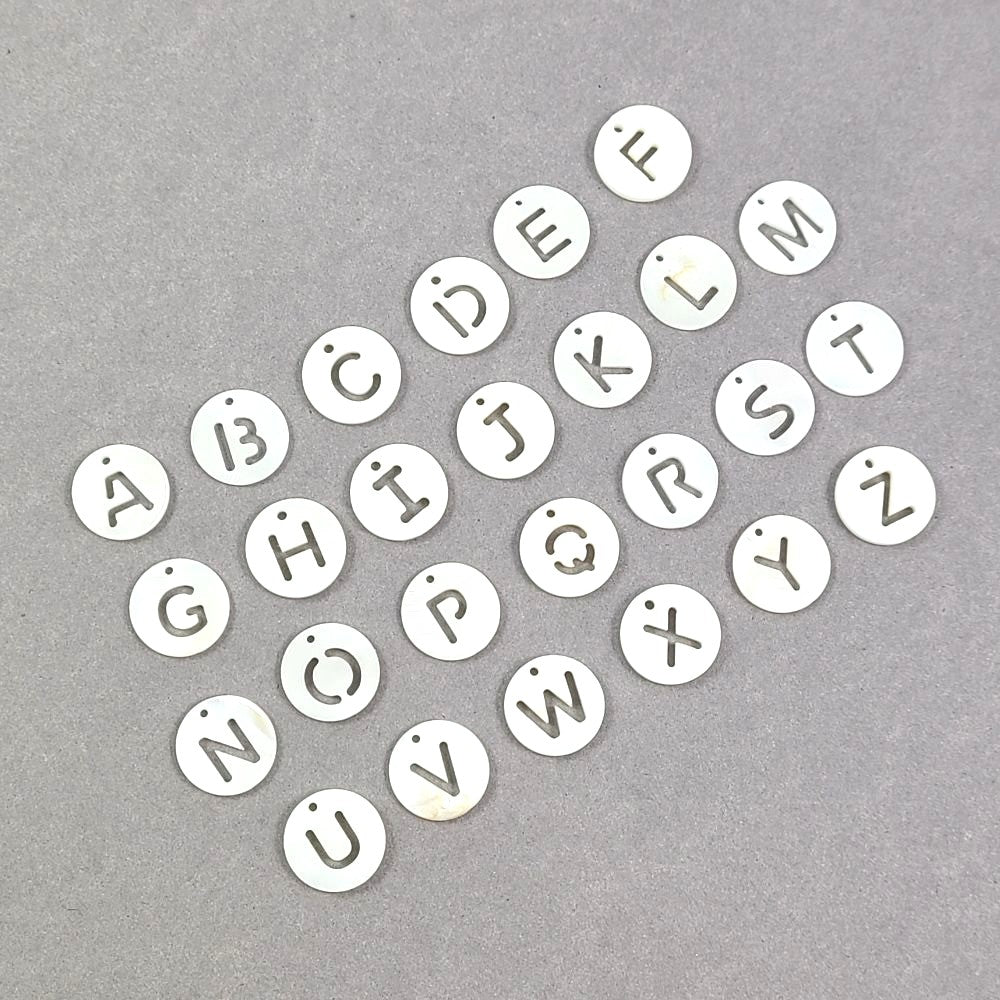1 Natural freshwater shell coin letter charm