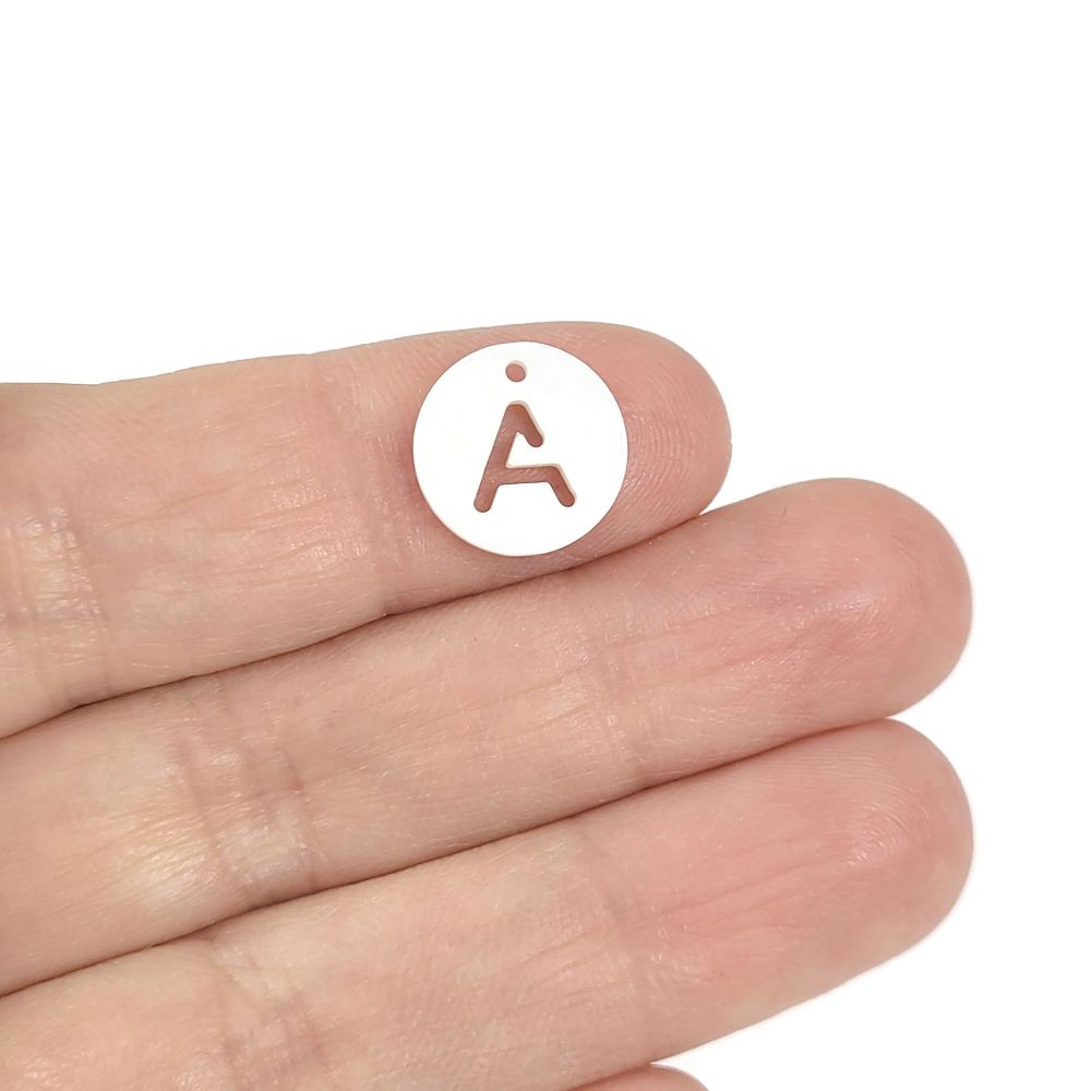 1 Natural freshwater shell coin letter charm