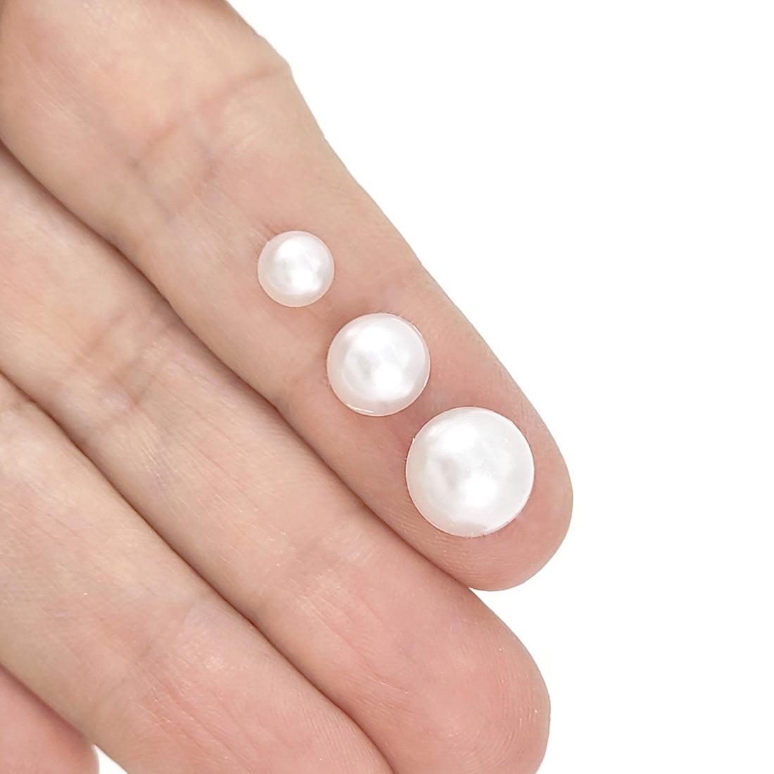 50 white pearl cabochons