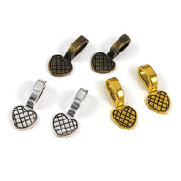 5 glue-on bails, Heart flat pad