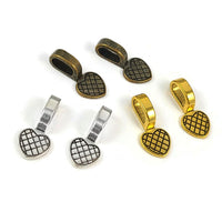 5 glue-on bails, Heart flat pad
