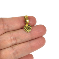 5 glue-on bails, Heart flat pad