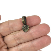 5 glue-on bails, Heart flat pad