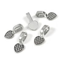 5 glue-on bails, Heart flat pad