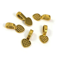 5 glue-on bails, Heart flat pad