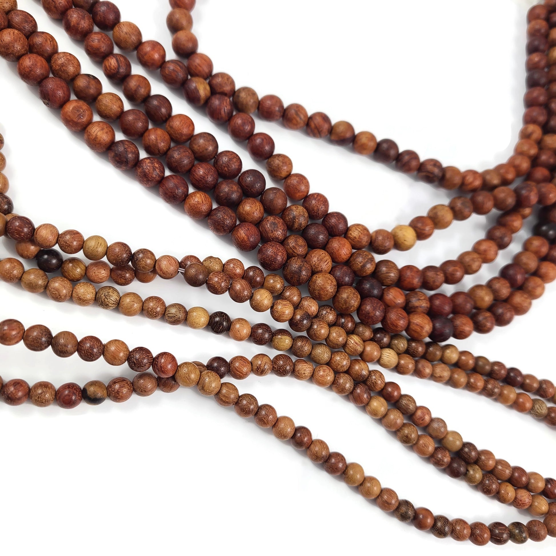 Perles en bois de rose de Birmanie