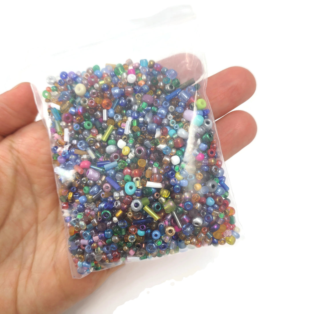 Mélange de perles de rocaille, Méli-mélo de couleurs et grandeurs, 60g