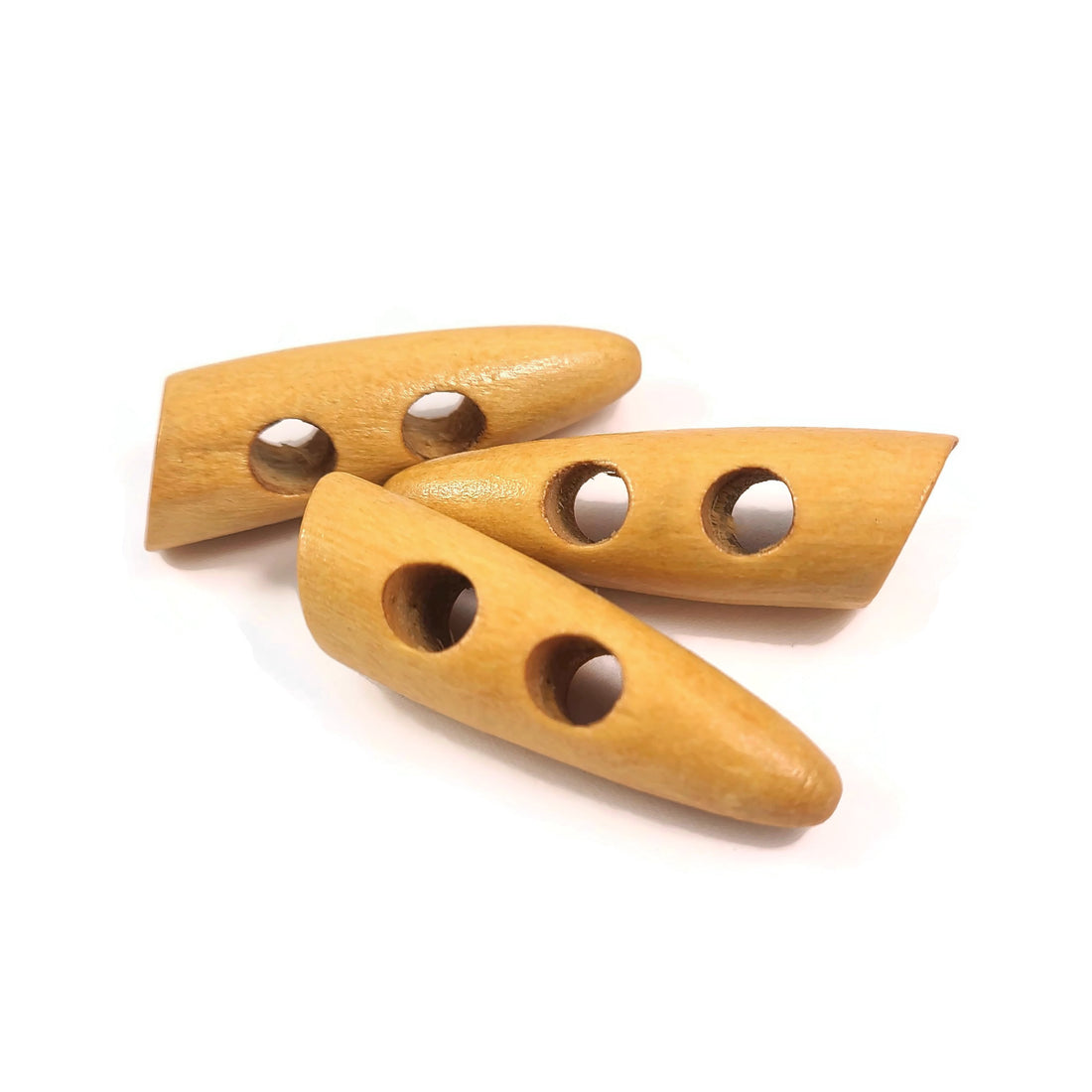 3 boutons buchette en bois couleur doré 45mm