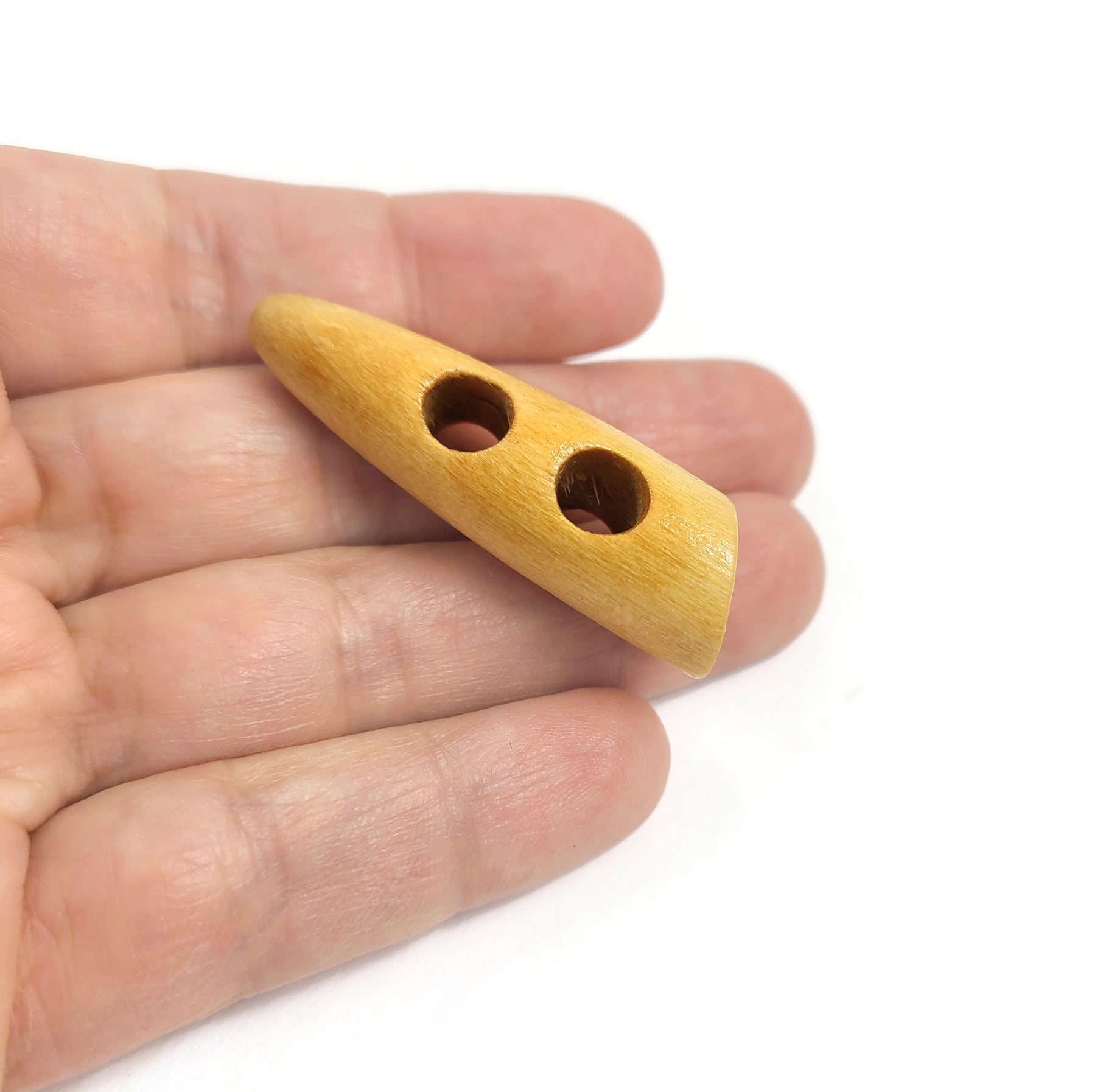 3 wooden Toggle Buttons - Golden Brown - 45mm