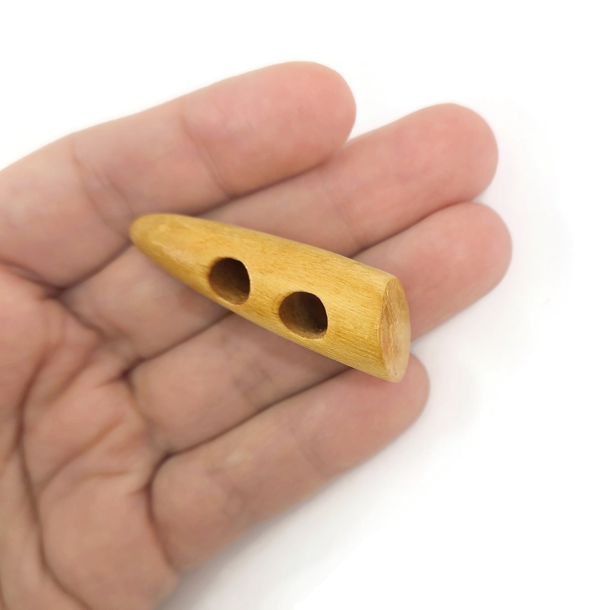3 wooden Toggle Buttons - Golden Brown - 45mm