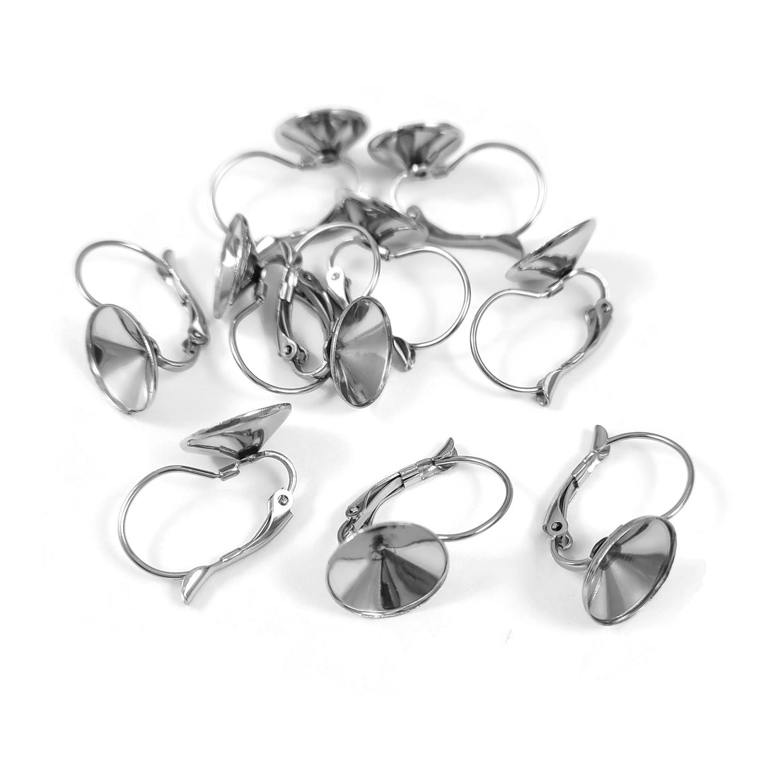 10 Stainless rhinestone earring setting lever backs