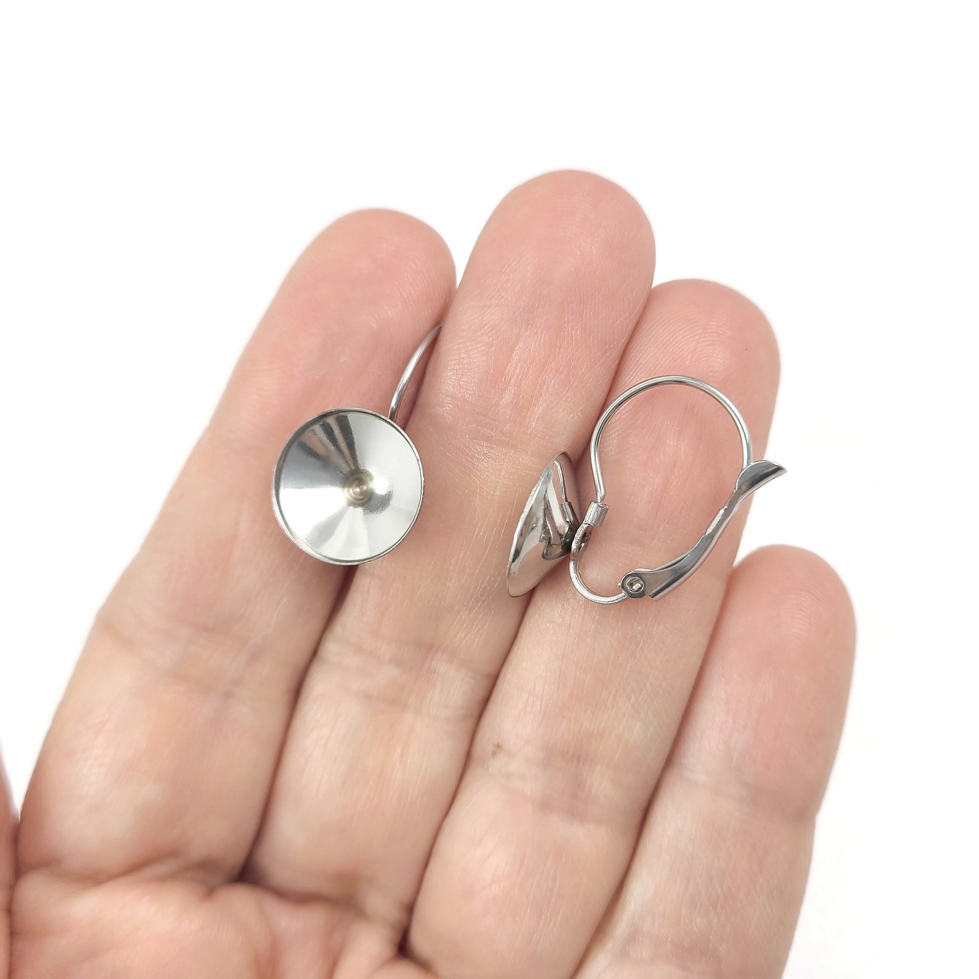 10 crochets à levier pour boucles d'oreilles strass en acier inoxydable
