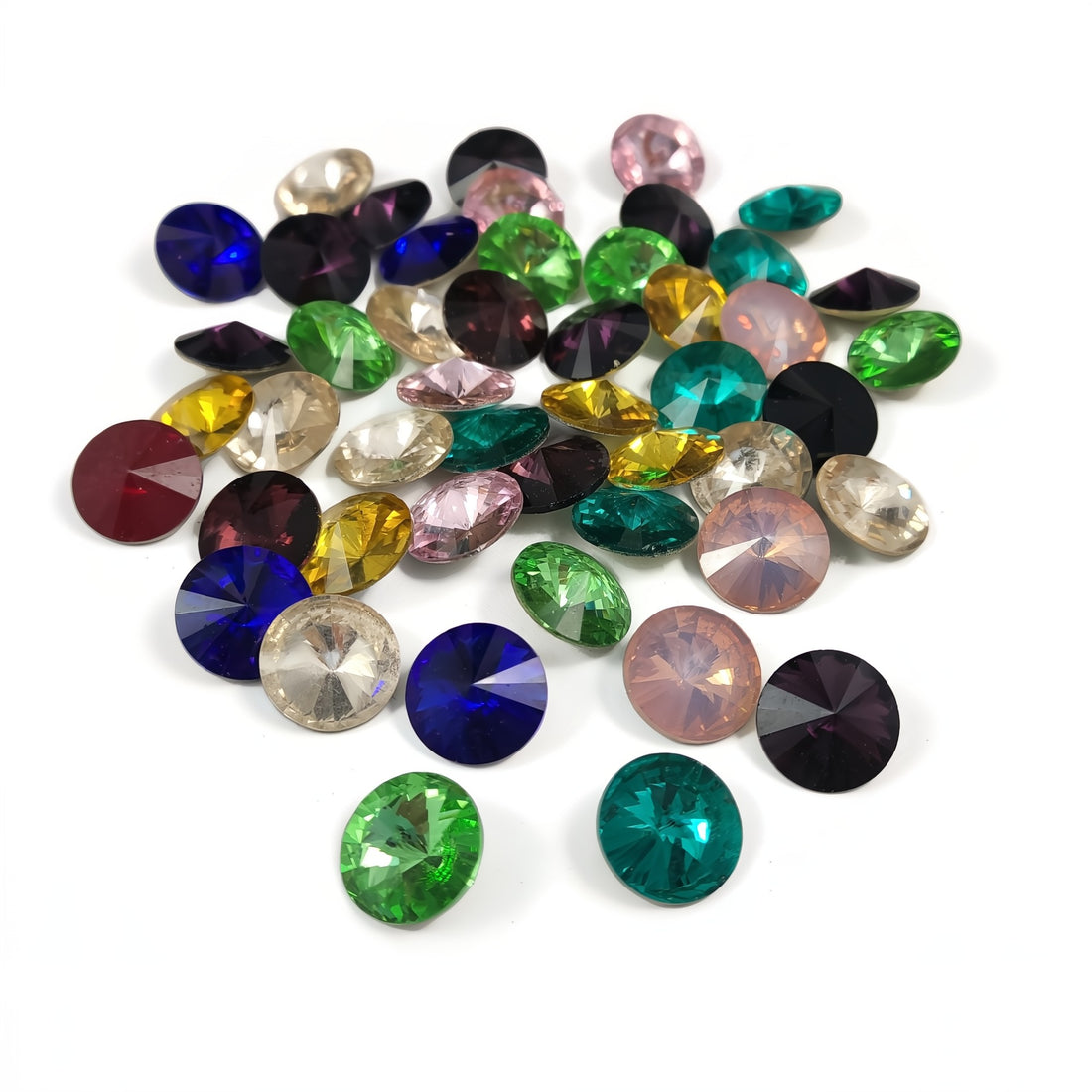 10 pointed back rivoli glass rhinestone 12mm