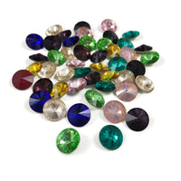 10 strass pointus, Cabochons style diamant en verre, 12mm