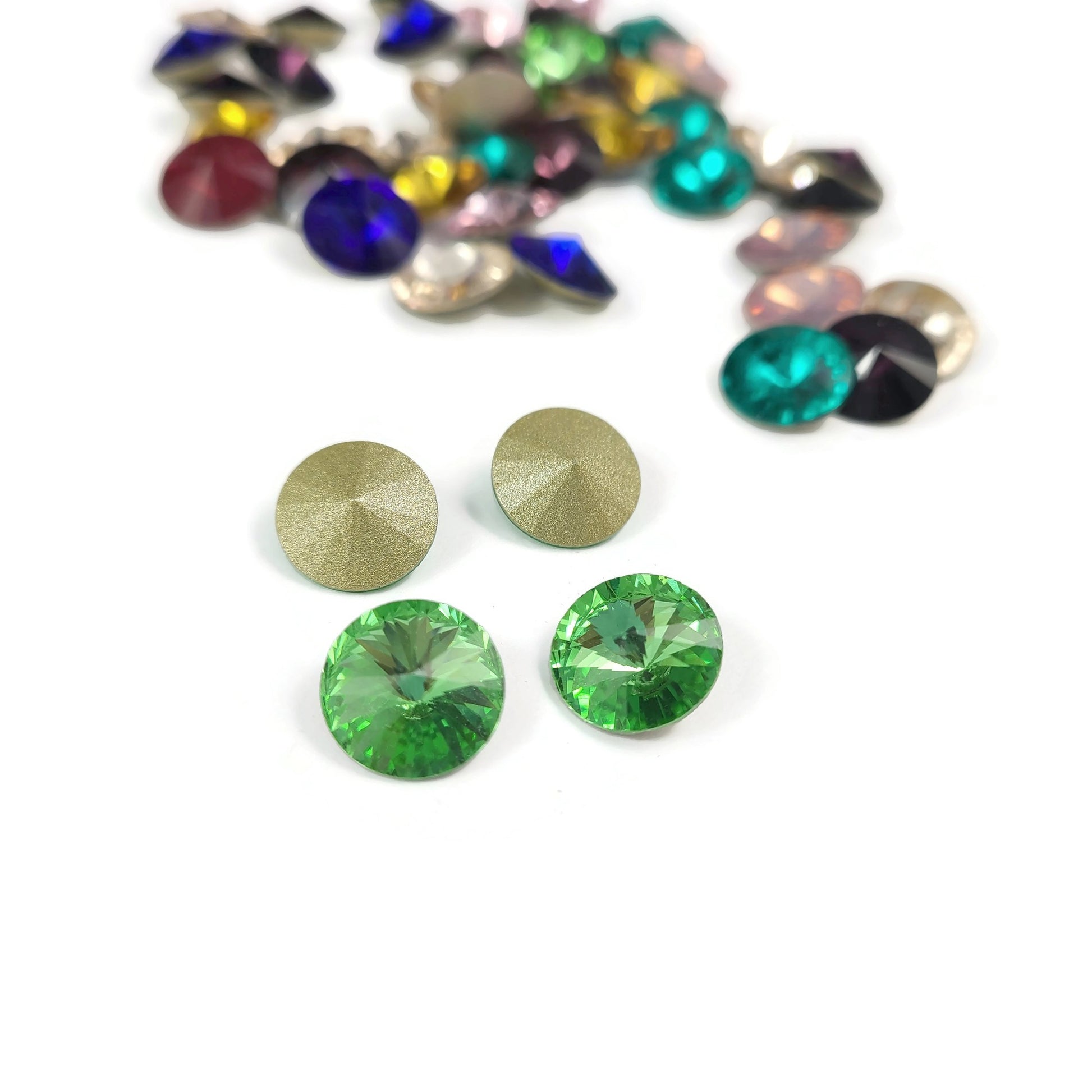 10 strass pointus, Cabochons style diamant en verre, 12mm