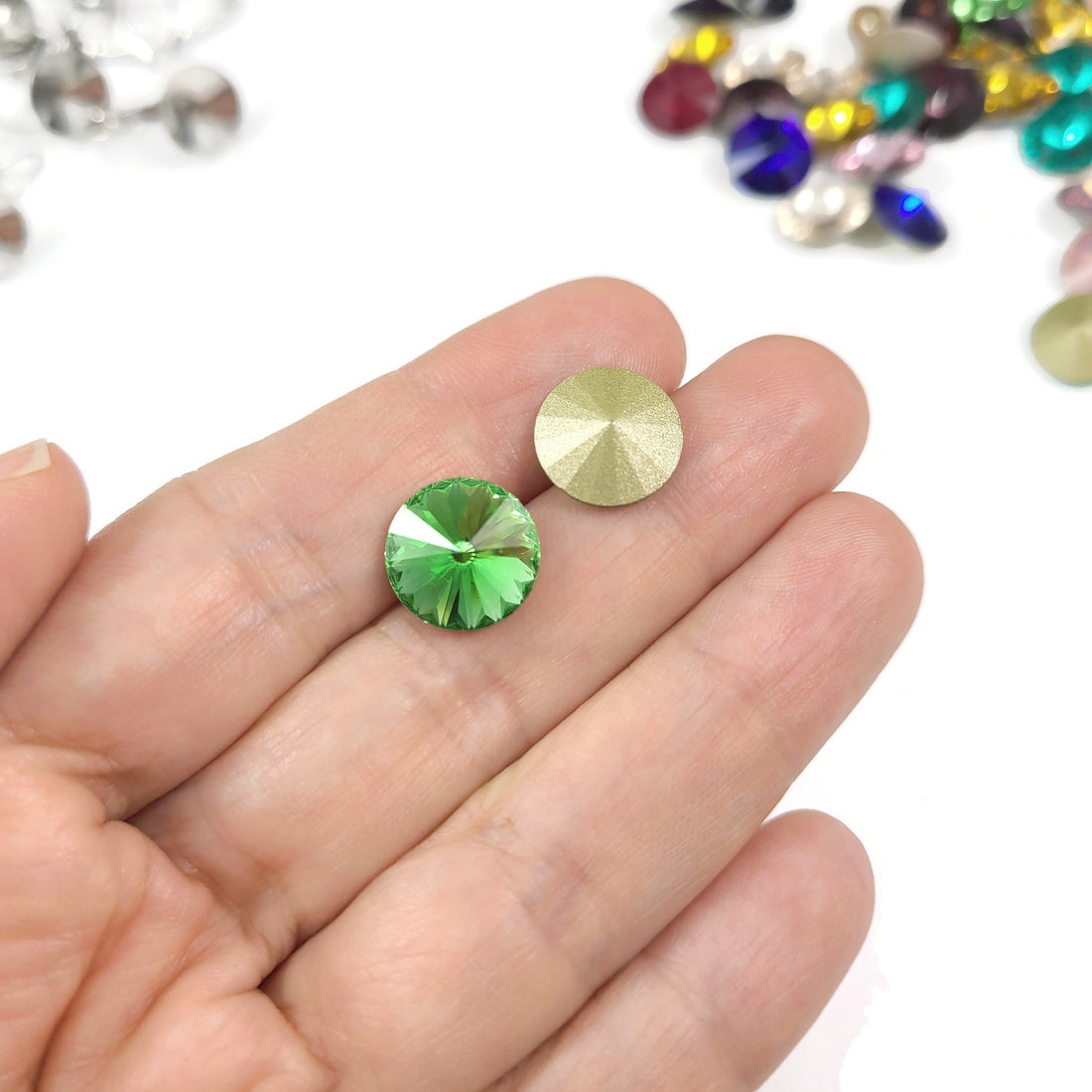 10 pointed back rivoli glass rhinestone 12mm