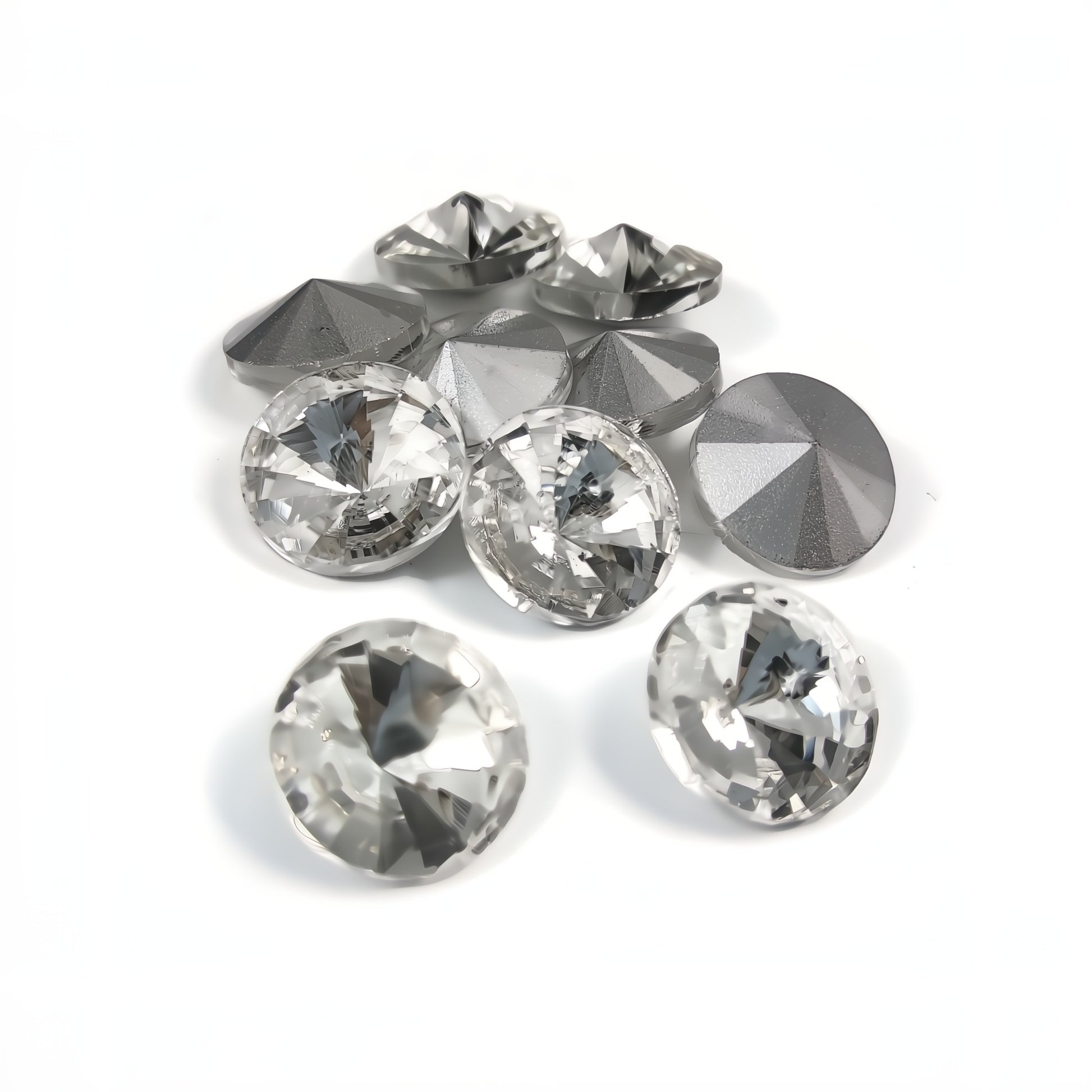 10 strass pointus, Cabochons style diamant en verre, 12mm