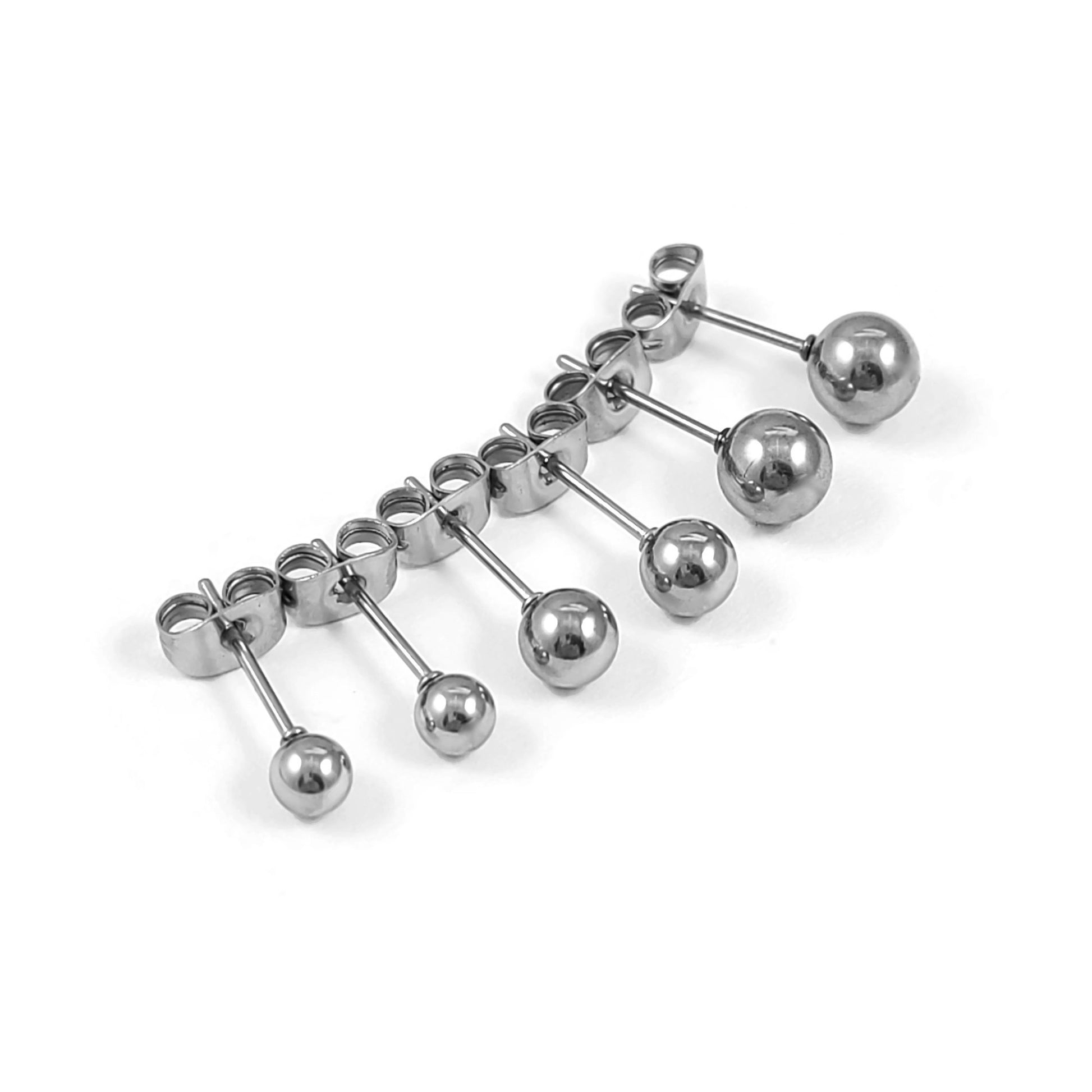 2 Stainless steel ball posts 4mm, 5mm, 6mm