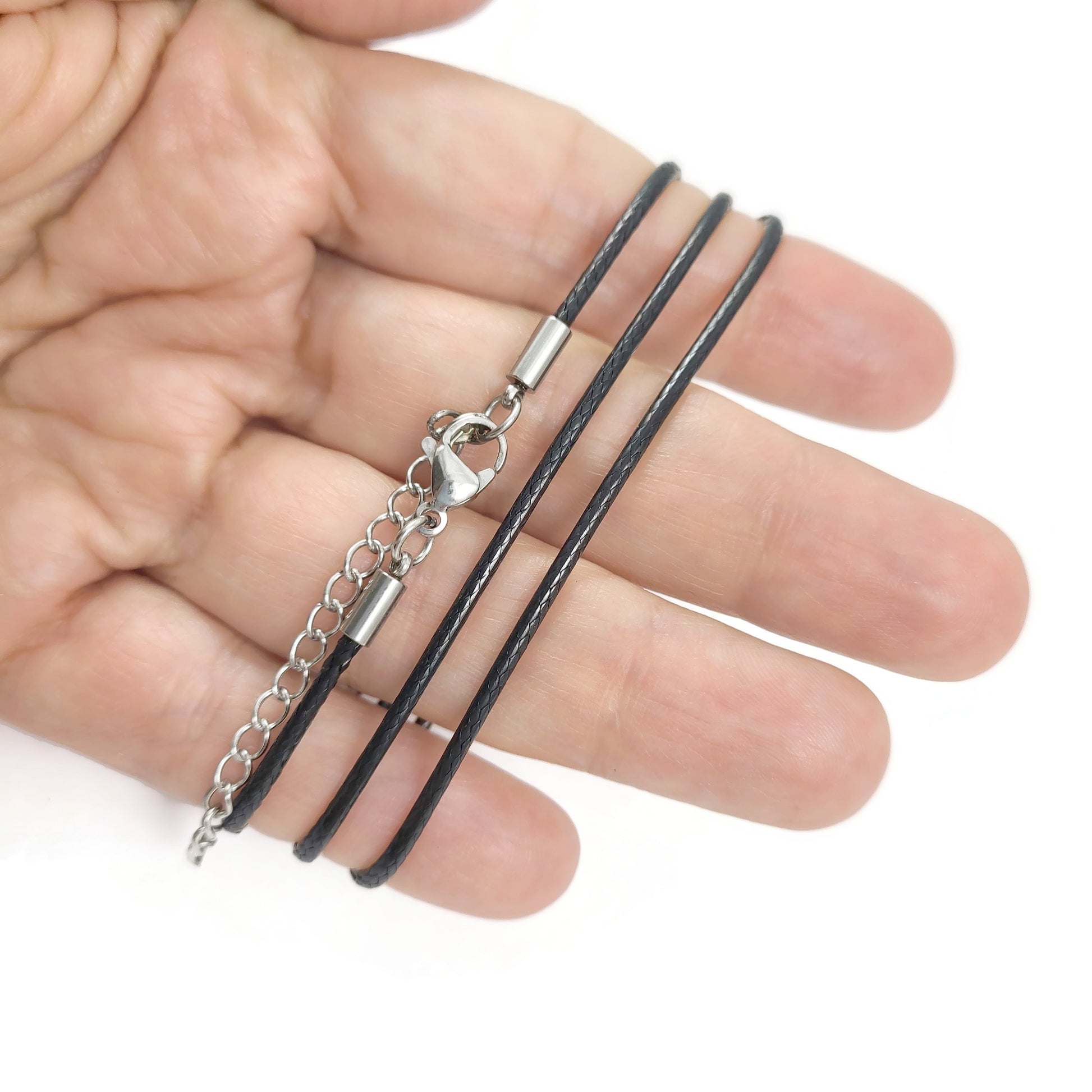 1 Black waxed polyester cord necklace 1.5mm
