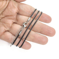 1 Black waxed polyester cord necklace 1.5mm