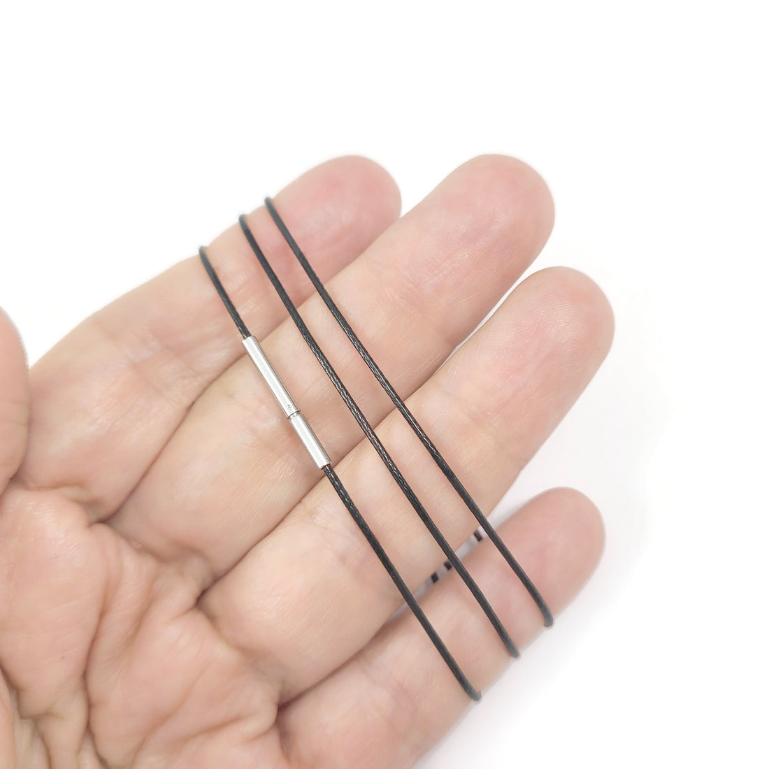 1 Black waxed cotton cord necklace 1mm