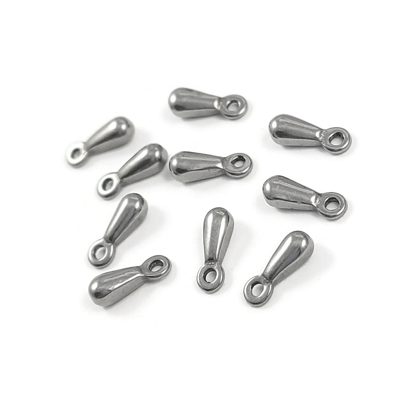 10 Stainless steel teardrop charms 7mm
