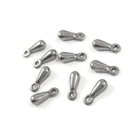 10 Stainless steel teardrop charms 7mm