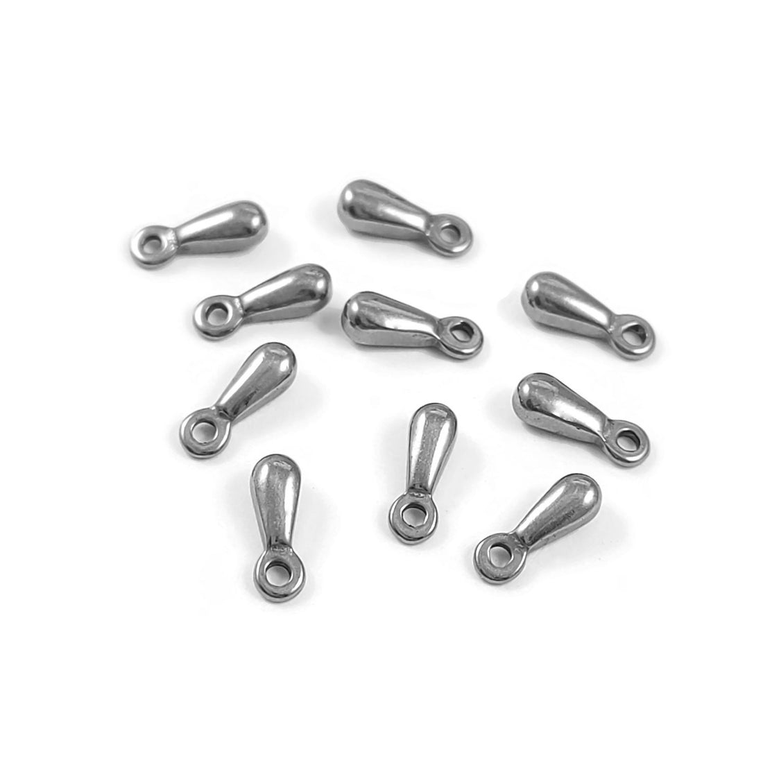 10 Stainless steel teardrop charms 7mm