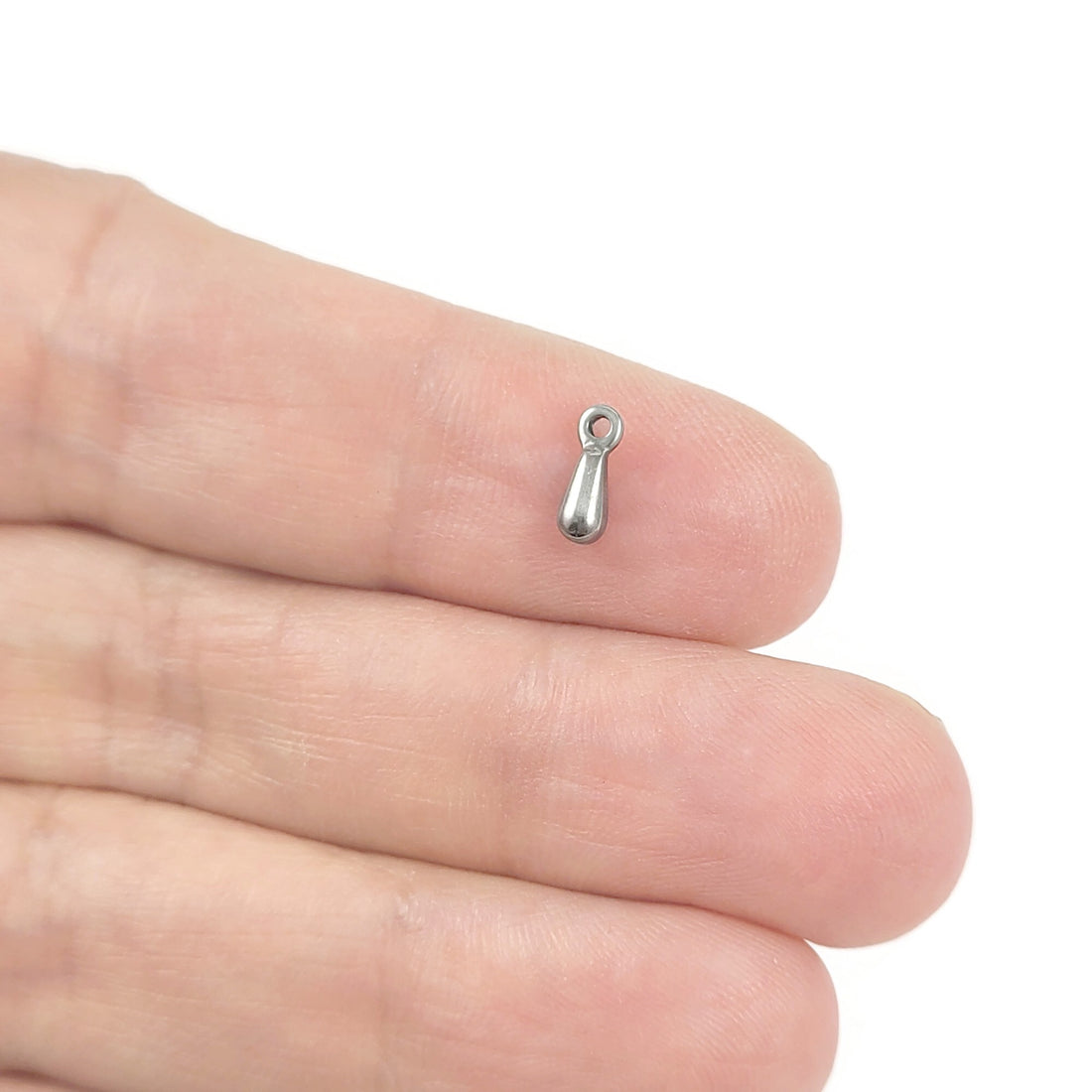 10 Stainless steel teardrop charms 7mm