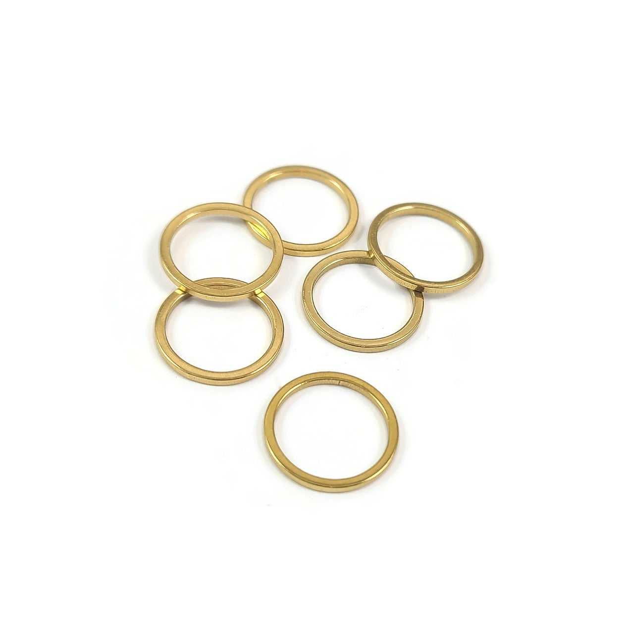 5 anneaux en acier inoxydable plaqué PVD or 18 carats véritable