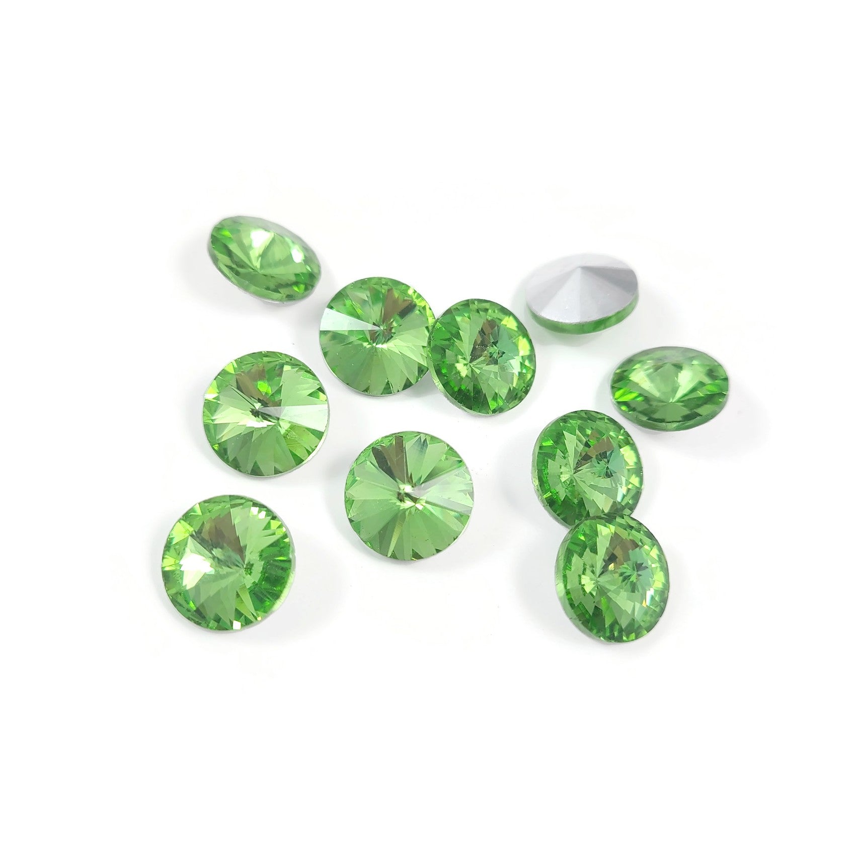 10 strass pointus, Cabochons style diamant en verre, 12mm
