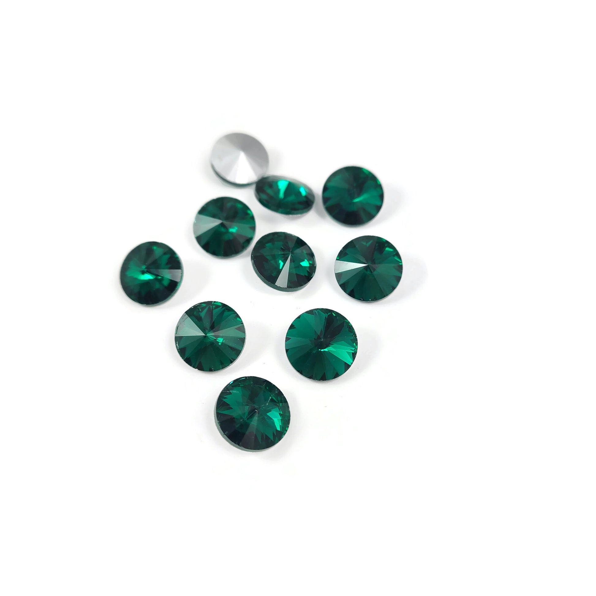 10 strass pointus, Cabochons style diamant en verre, 12mm