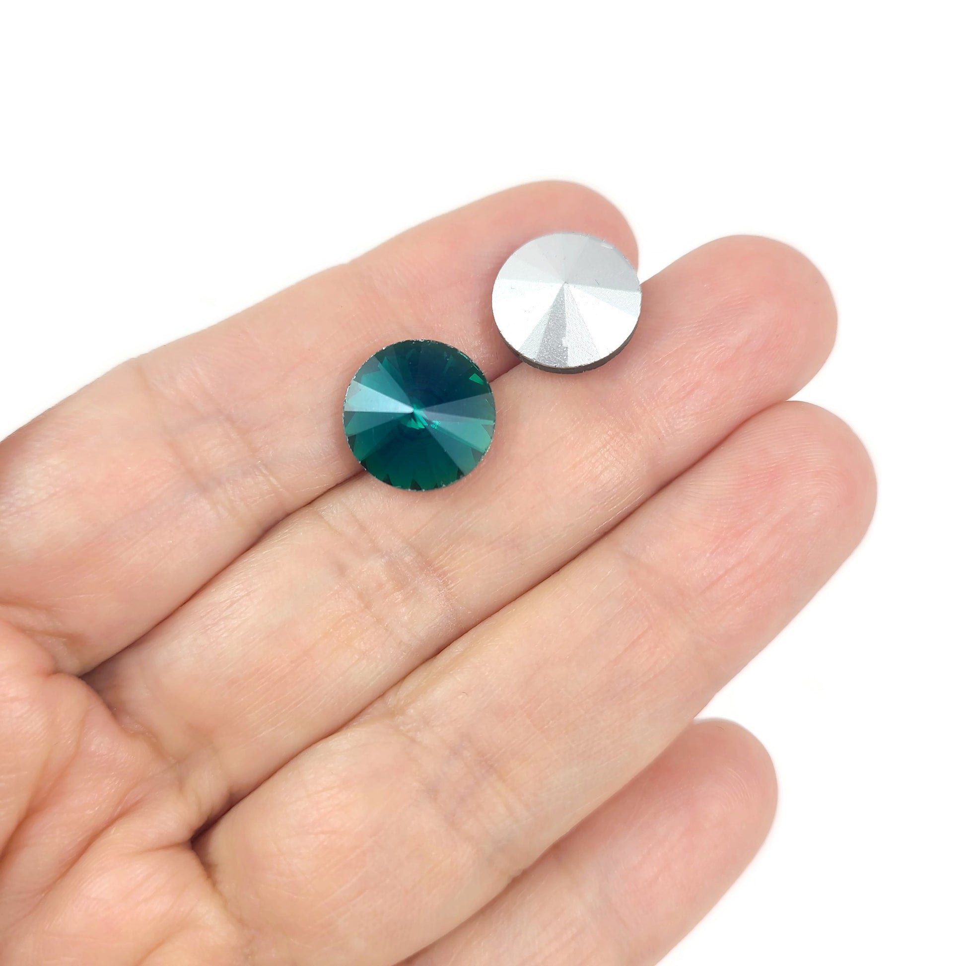 10 strass pointus, Cabochons style diamant en verre, 12mm