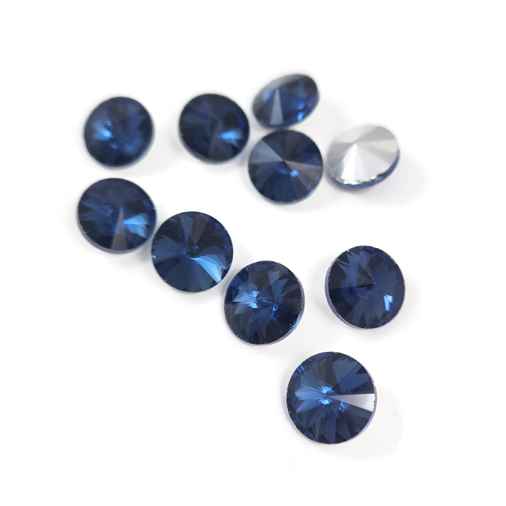 10 strass pointus, Cabochons style diamant en verre, 12mm